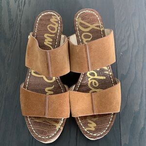 Sam Edelman | Damara Women’s Brown Suede Platform Wedge Cork Slip on Sandals